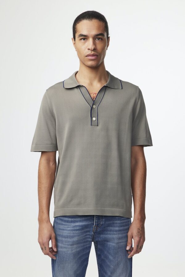 Donald Open-Collar Polo in Fog