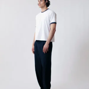 CROPPED SHORT SLEEVE T-SHIRT WHITE / BLUE