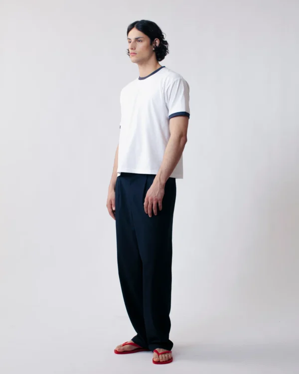 CROPPED SHORT SLEEVE T-SHIRT WHITE / BLUE