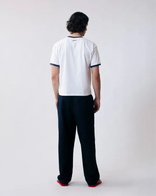 CROPPED SHORT SLEEVE T-SHIRT WHITE / BLUE - Image 3
