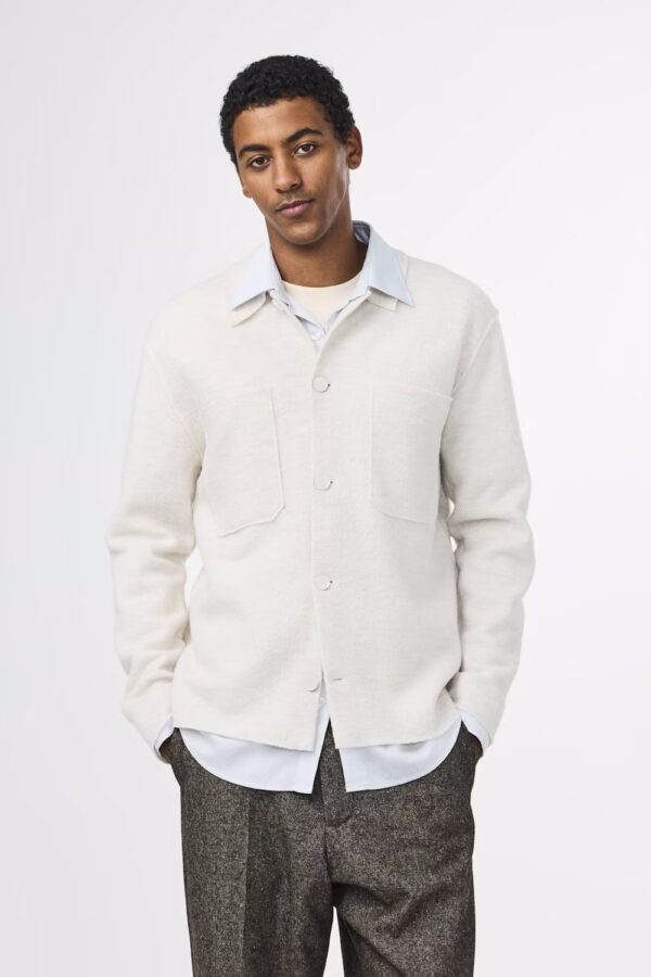 Jonas Boiled wool Overshirt ivory