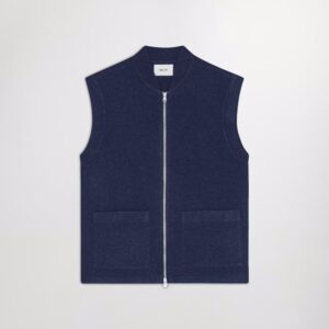 Boiled wool Vest navy