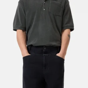 Shirt with polo collar pepper grey