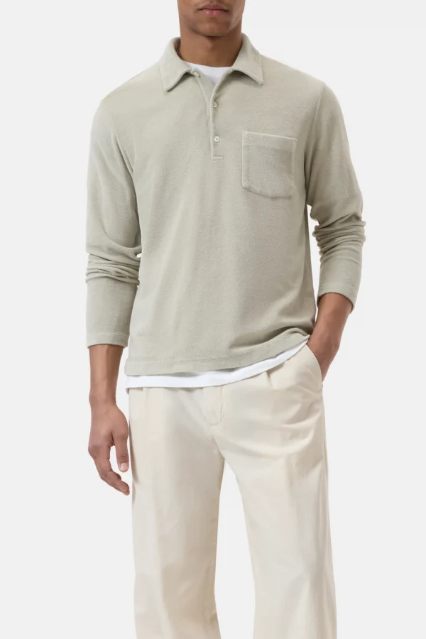 Terry towelling polo shirt cloud grey