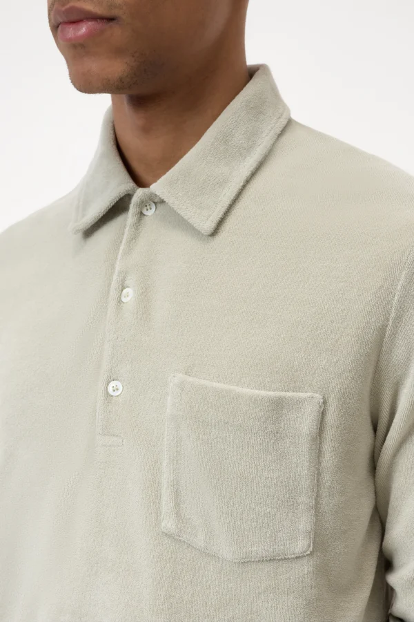 Terry towelling polo shirt cloud grey - Image 4