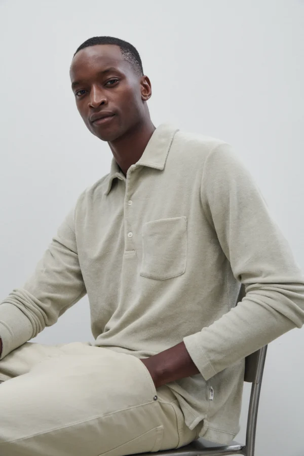 Terry towelling polo shirt cloud grey - Image 3