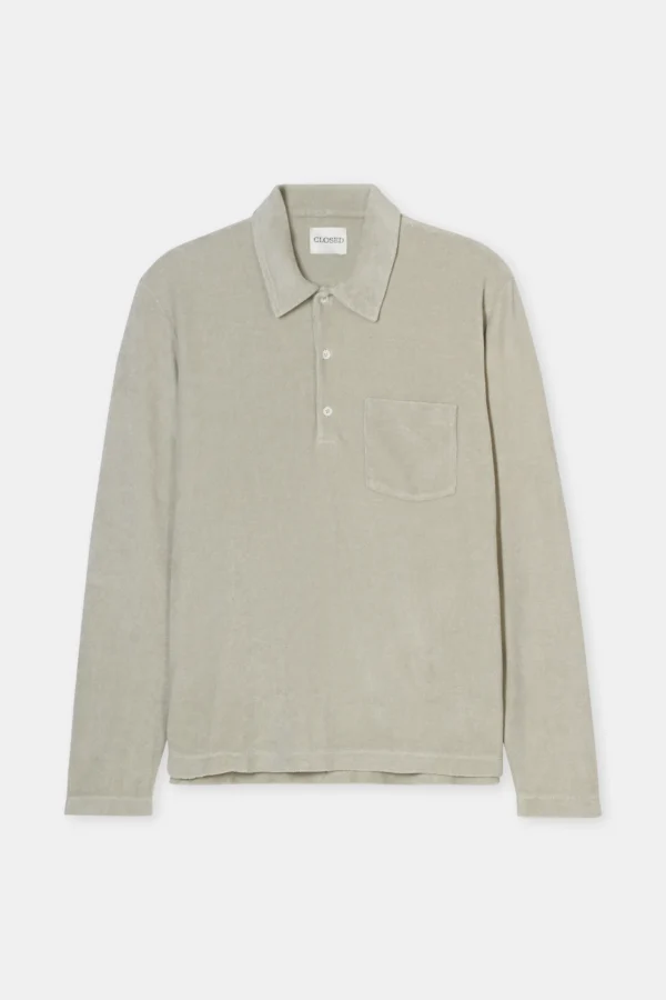 Terry towelling polo shirt cloud grey - Image 2