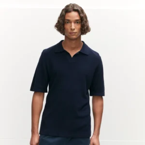 Boucle Knit Polo navy