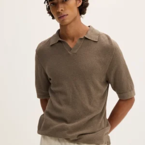 Boucle Knit Polo beige
