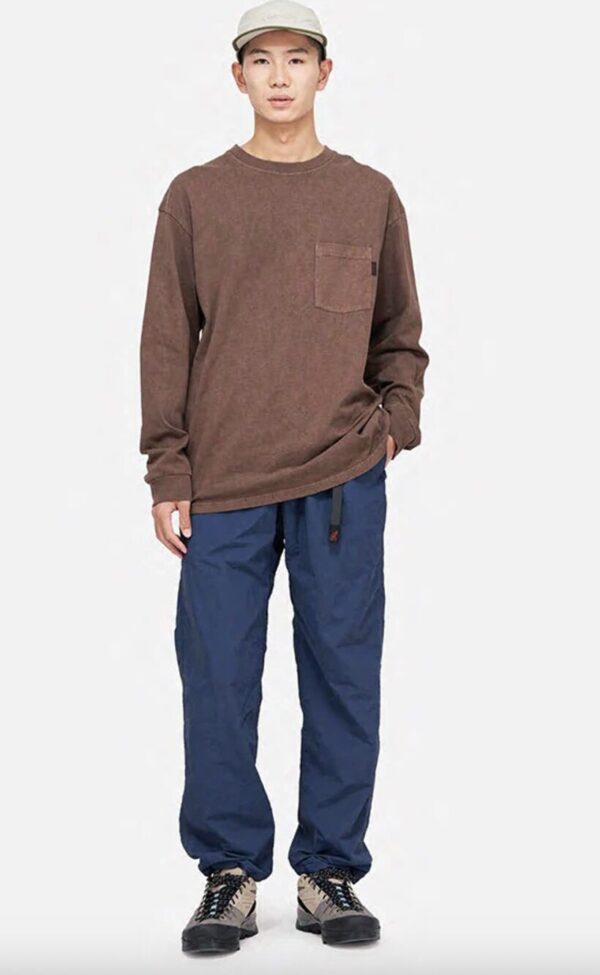 Long sleeve pocket tee brown pigment dyed - Image 2