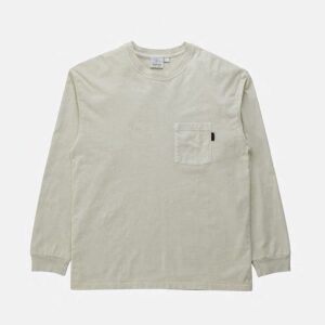 Long sleeve pocket tee natural pigment dyed