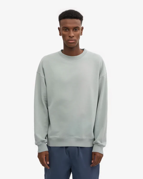 Organic Oversized Crew - steel blue