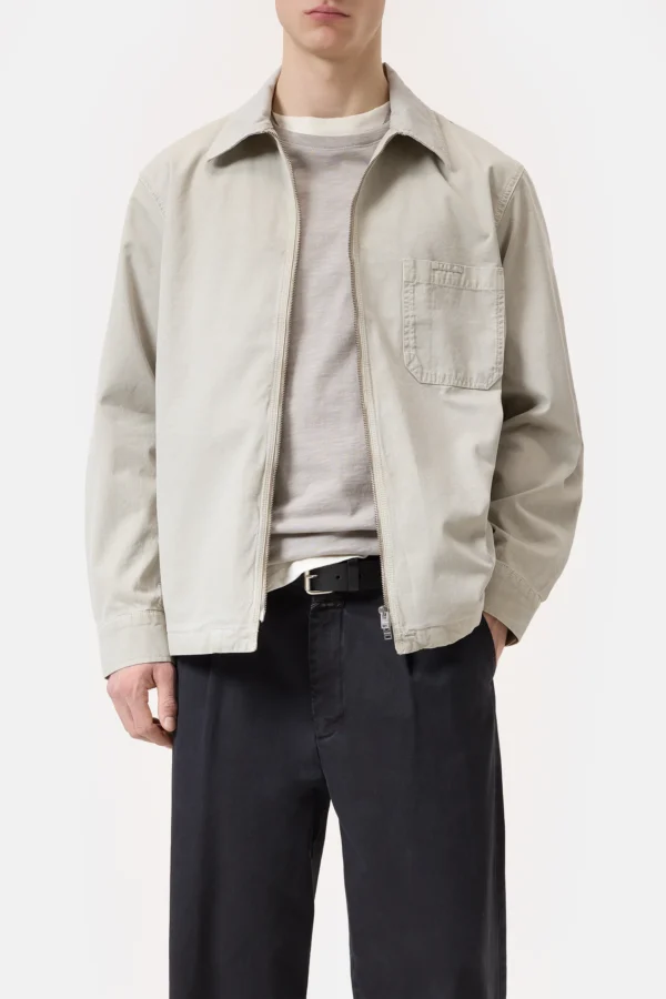 Shirt with zipper flax beige