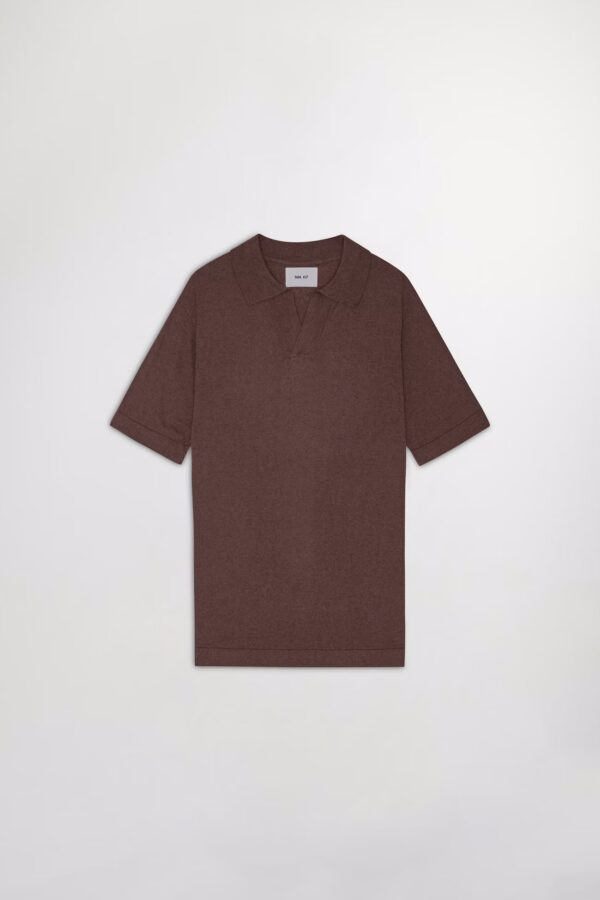 Ryan Knitted linen blend Polo coffee - Image 4