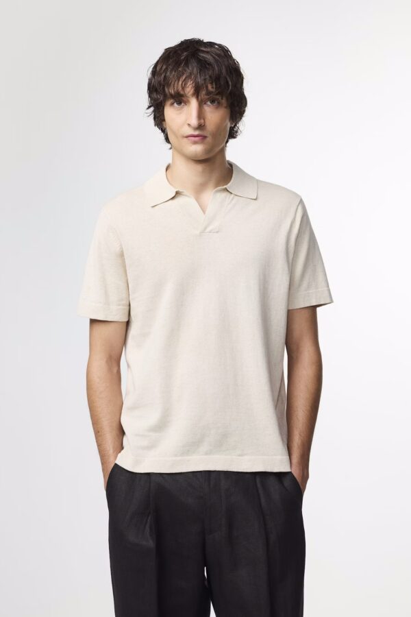 Ryan Knitted linen blend Polo oat