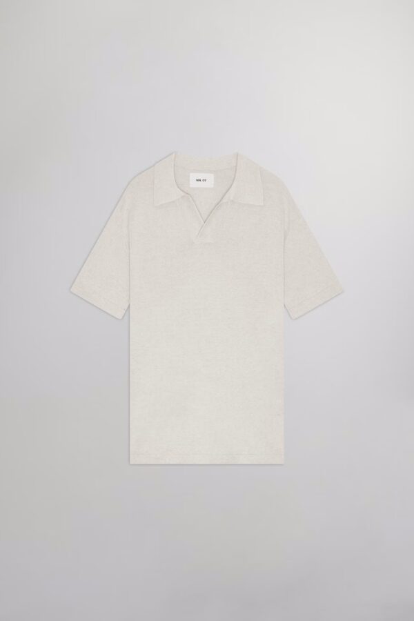 Ryan Knitted linen blend Polo oat - Image 4