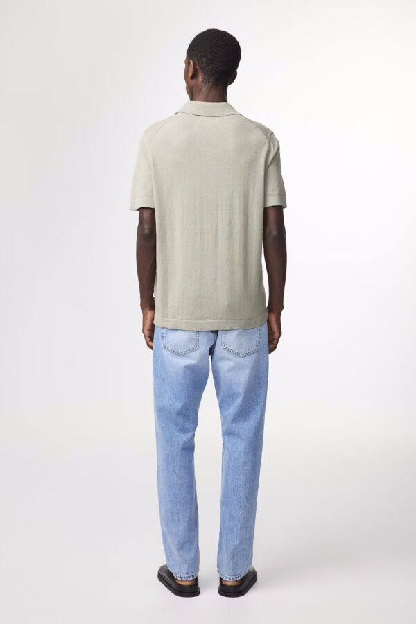 Ryan Knitted linen blend Polo sage green - Image 3