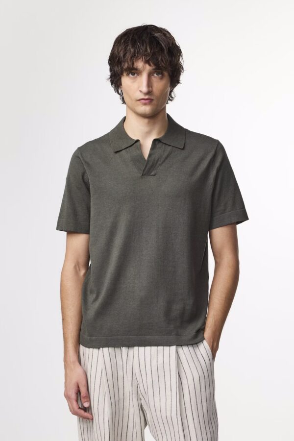 Ryan Knitted linen blend Polo croc