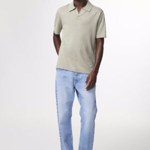 Ryan Knitted linen blend Polo sage green