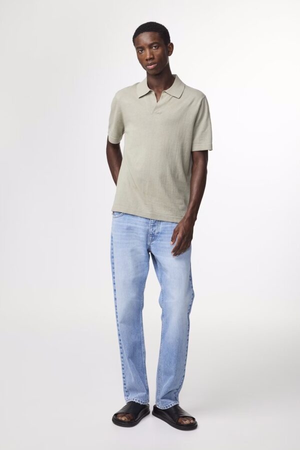 Ryan Knitted linen blend Polo sage green