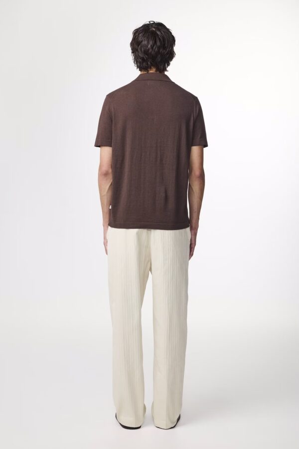 Ryan Knitted linen blend Polo coffee - Image 3