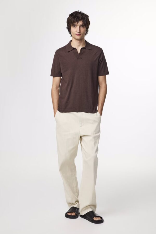 Ryan Knitted linen blend Polo coffee - Image 2