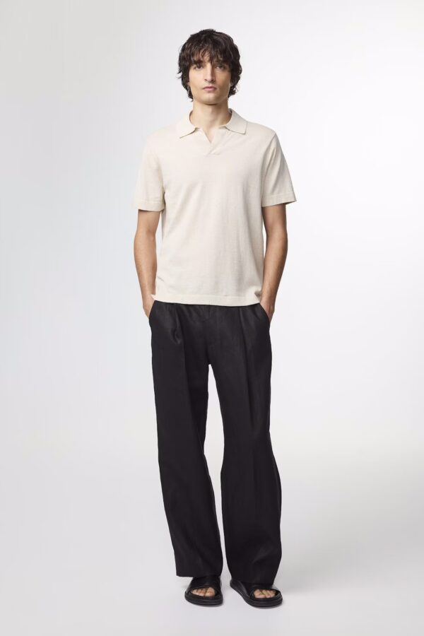 Ryan Knitted linen blend Polo oat - Image 2