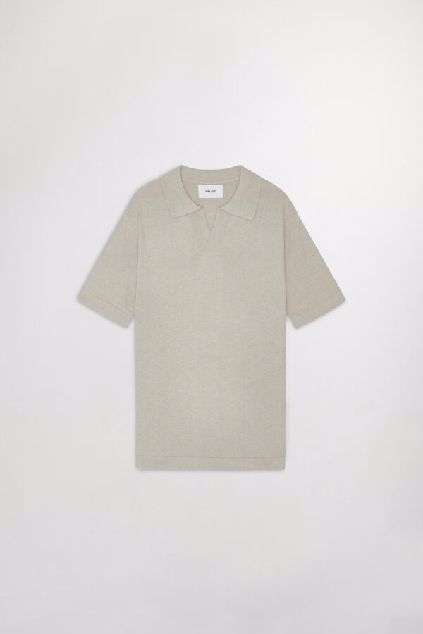 Ryan Knitted linen blend Polo sage green - Image 4