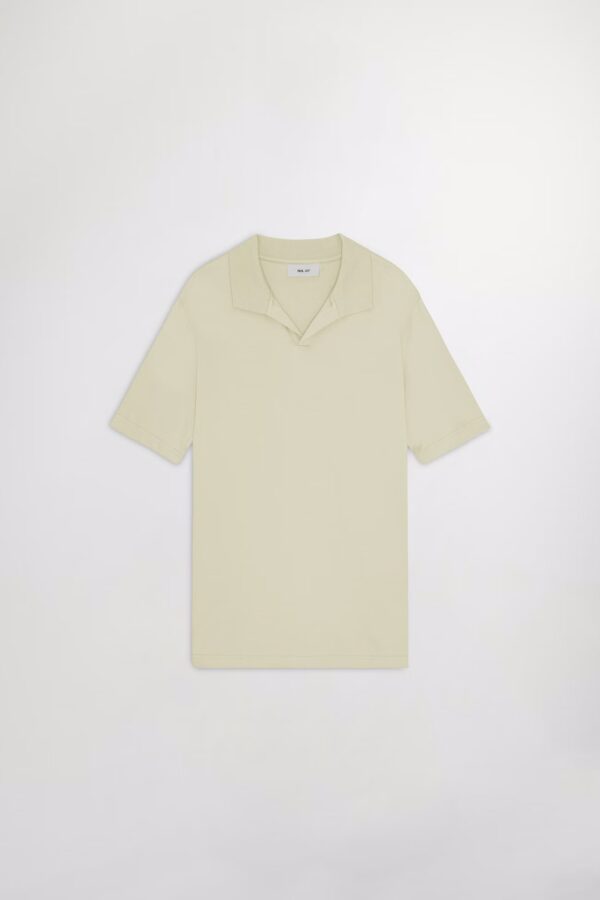 Paul Open Collar Organic Cotton Polo sage green - Image 5