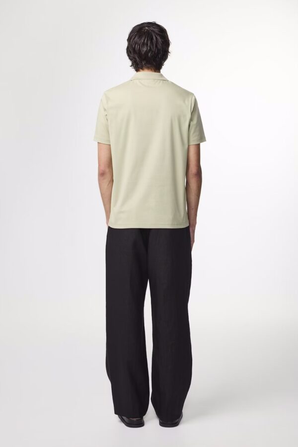 Paul Open Collar Organic Cotton Polo sage green - Image 3