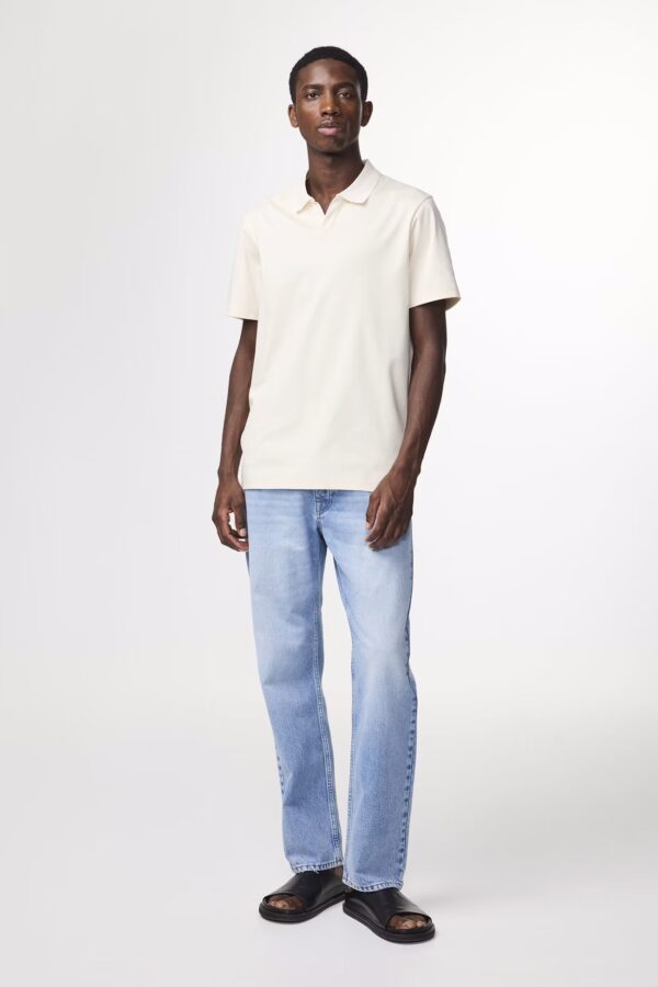 Paul Open Collar Organic Cotton Polo ivory - Image 2