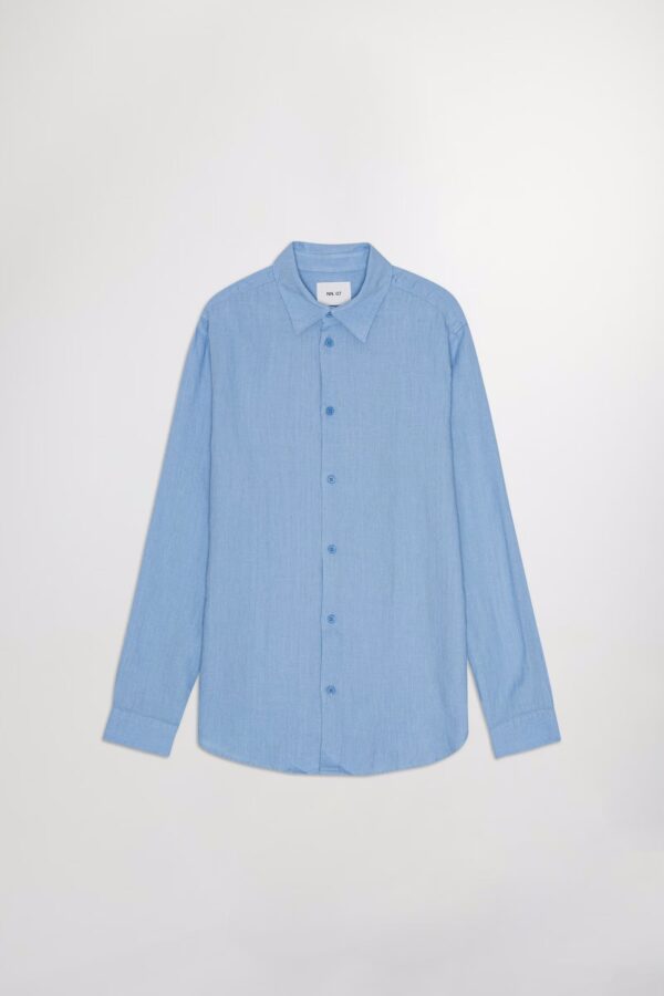 Enzo Classic collar linen Shirt cerulean - Image 4