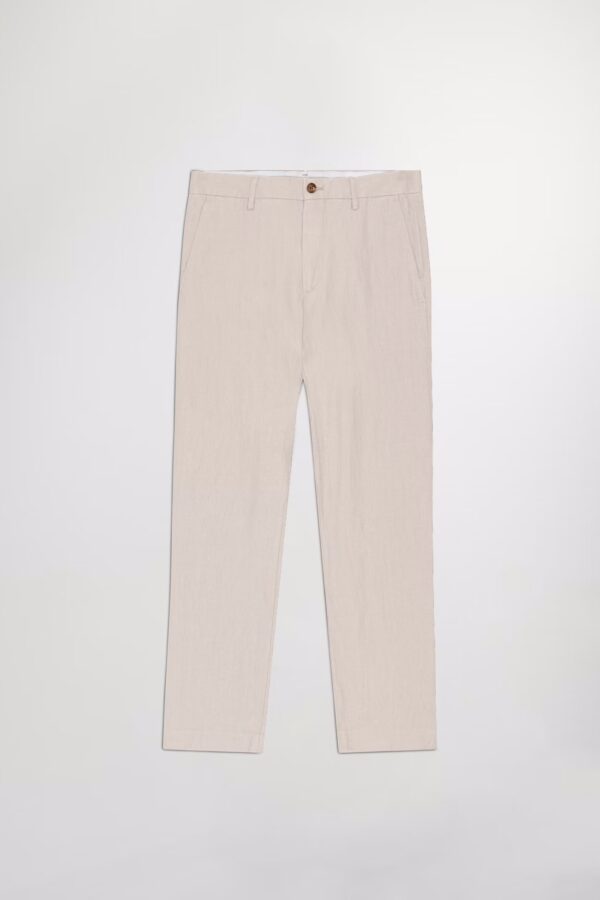 Theo Classic linen slim fit Trouser oat - Image 2