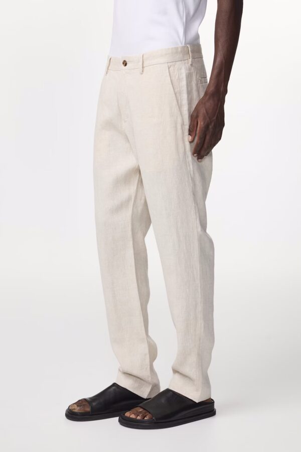 Theo Classic linen slim fit Trouser oat - Image 5