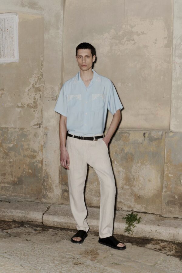 Theo Classic linen slim fit Trouser oat - Image 4
