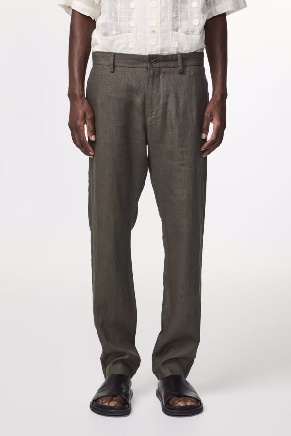 Theo Classic linen slim fit Trouser croc green - Image 2