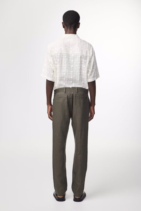 Theo Classic linen slim fit Trouser croc green - Image 4