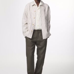 Theo Classic linen slim fit Trouser croc green