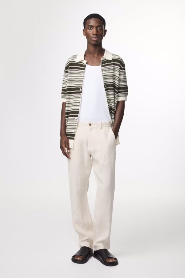 Theo Classic linen slim fit Trouser oat - Image 8