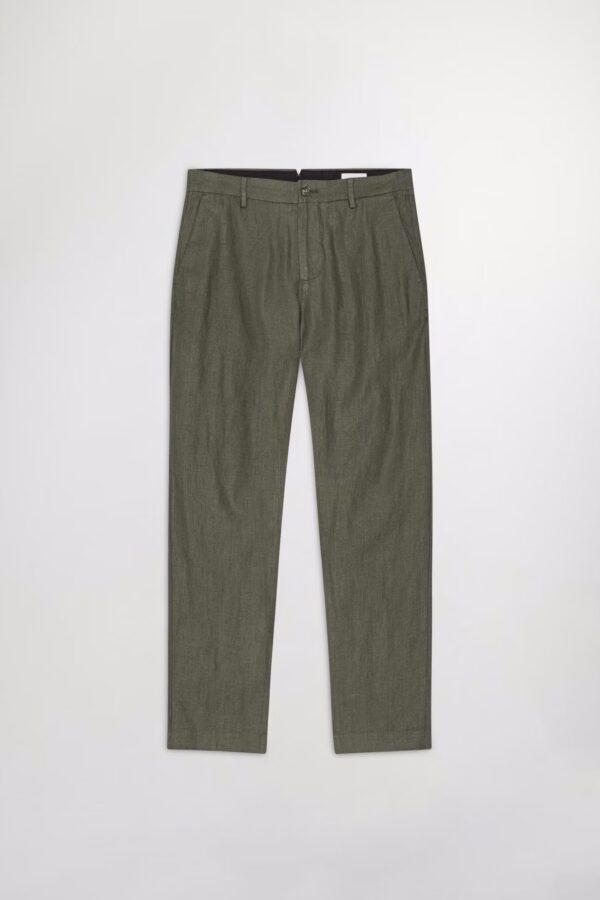 Theo Classic linen slim fit Trouser croc green - Image 5