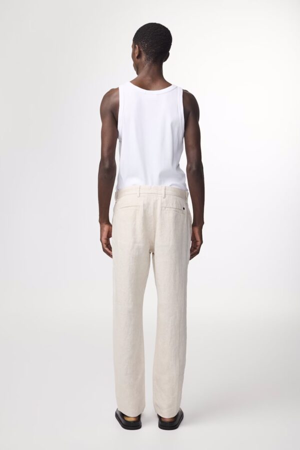 Theo Classic linen slim fit Trouser oat - Image 6
