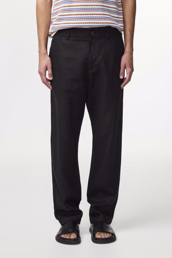 Aden Straight leg linen regular fit Trouser black