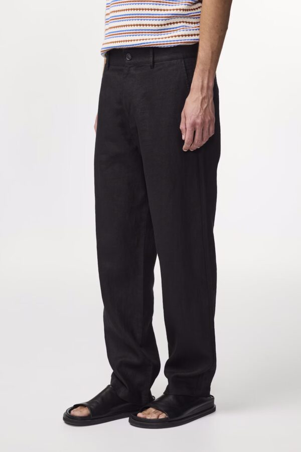 Aden Straight leg linen regular fit Trouser black - Image 4