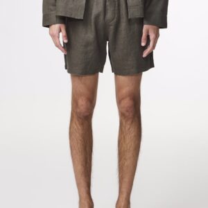 Gregor Casual drawstring linen Shorts croc green