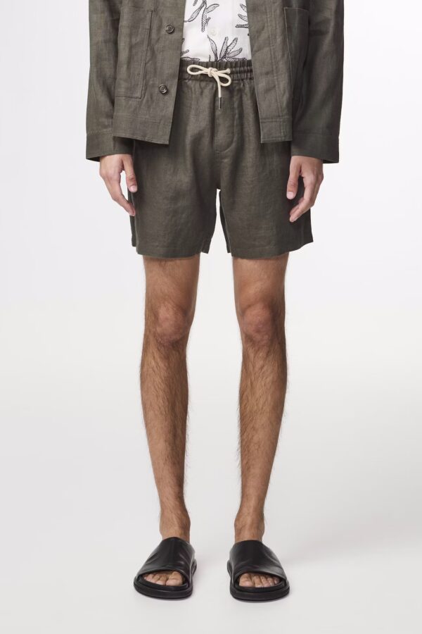 Gregor Casual drawstring linen Shorts croc green