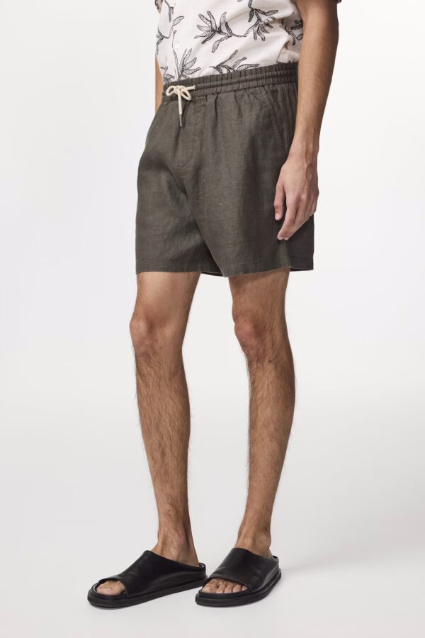 Gregor Casual drawstring linen Shorts croc green - Image 3