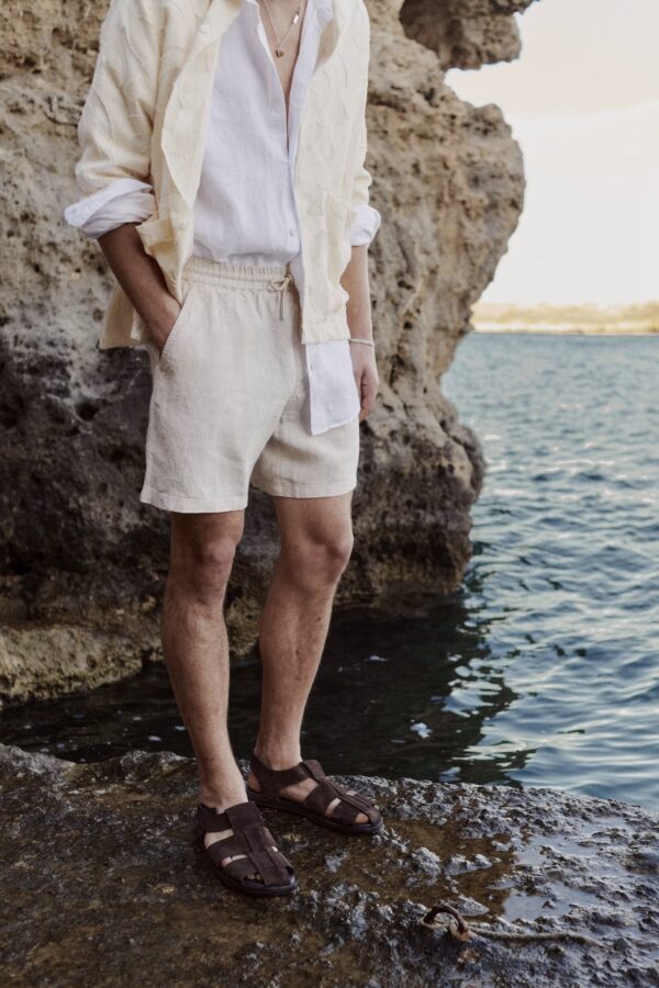 Gregor Casual drawstring linen Shorts oat - Image 4