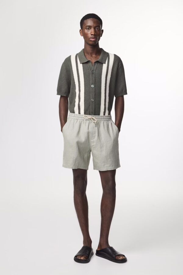 Gregor Casual drawstring linen Shorts sage green - Image 2