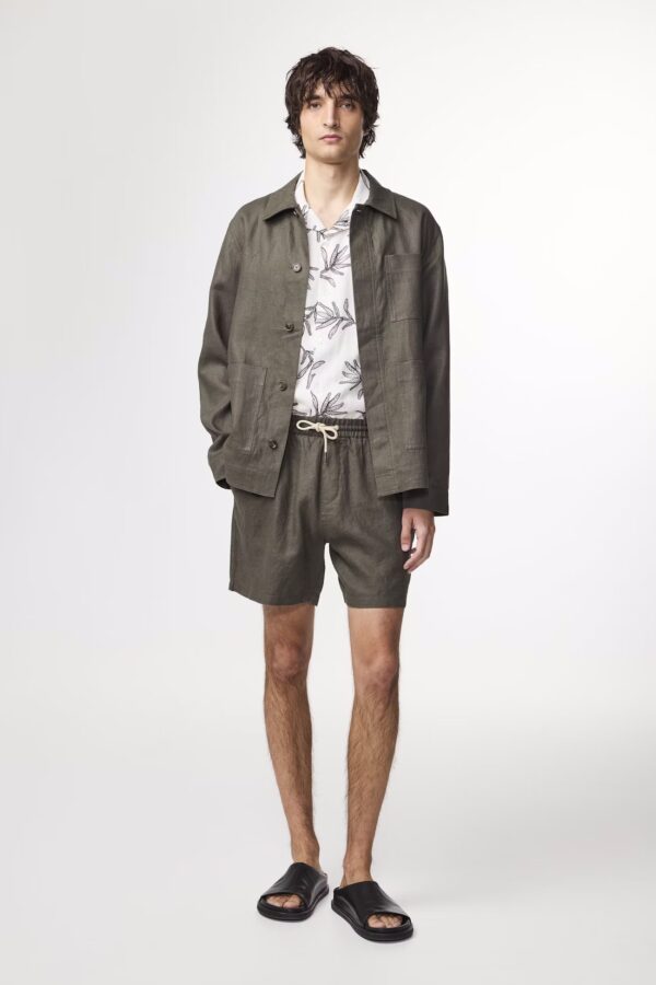 Gregor Casual drawstring linen Shorts croc green - Image 5