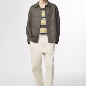 Olav Workwear-inspired linen Overshirt croc green